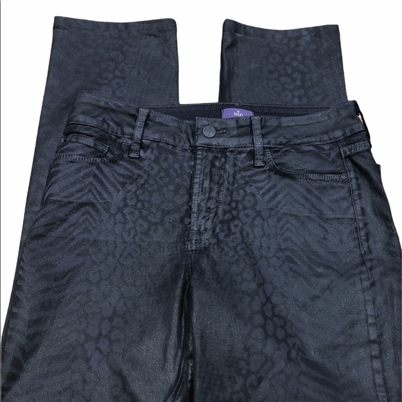 NYDJ size 6 black reptile print skinny jeans - Picture 1 of 10